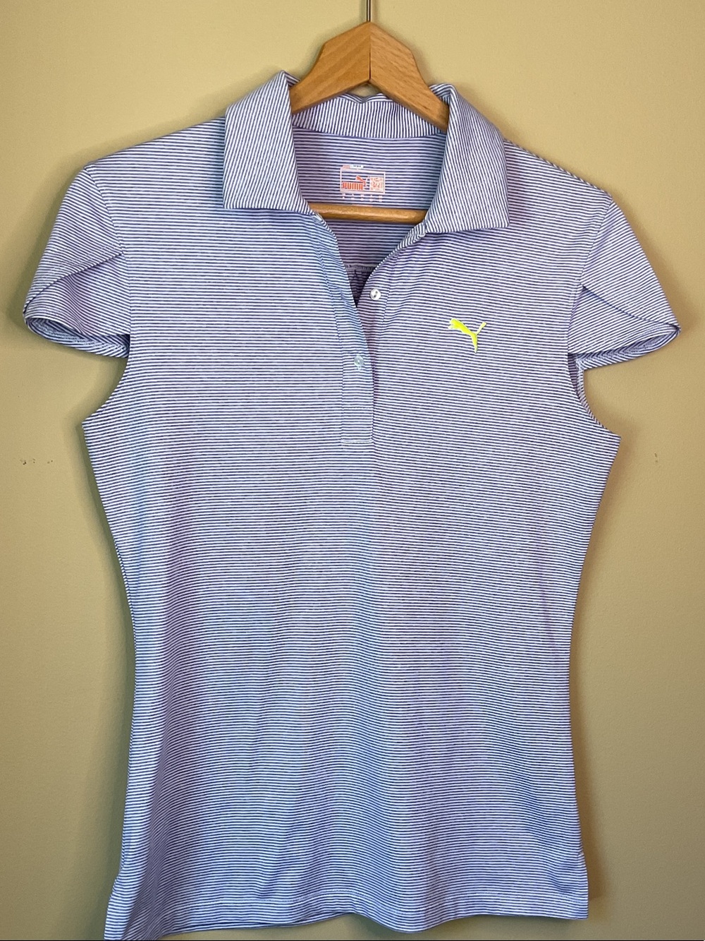 Puma Women's Light Purple & White Striped Golf Polo Size S
